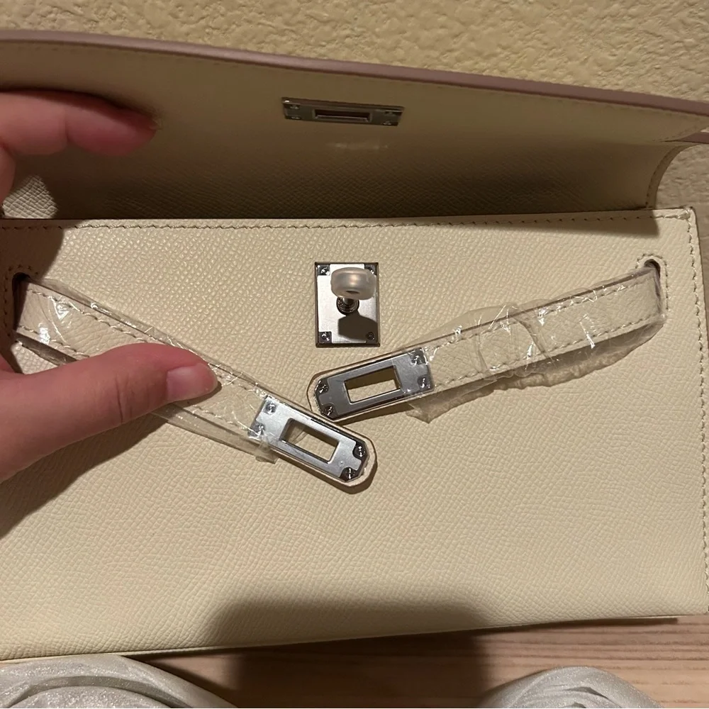 22cm Cream Belted Pochette Clutch